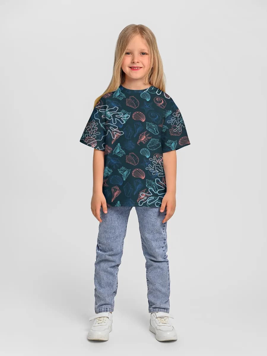 Girls' oversized cotton T-shirt