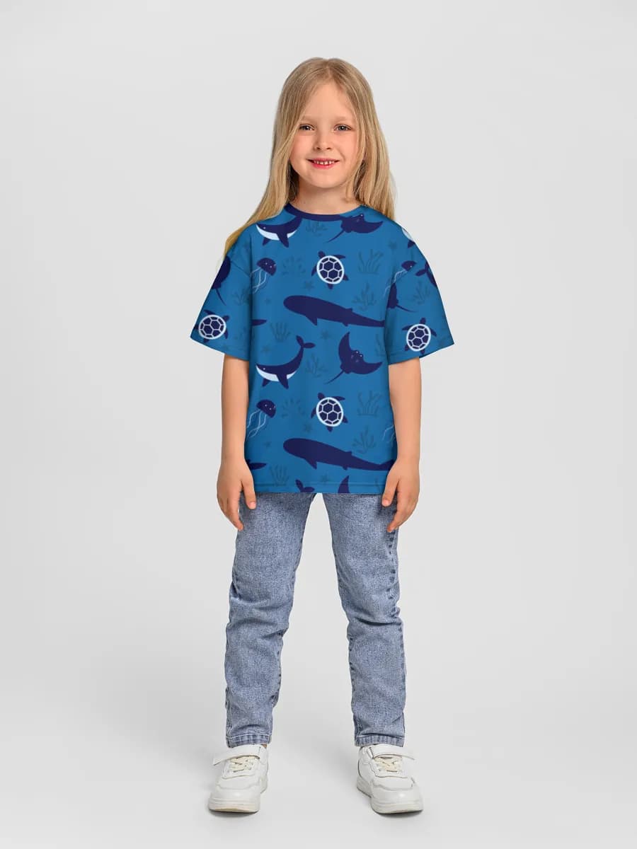 Girls' oversized cotton T-shirt