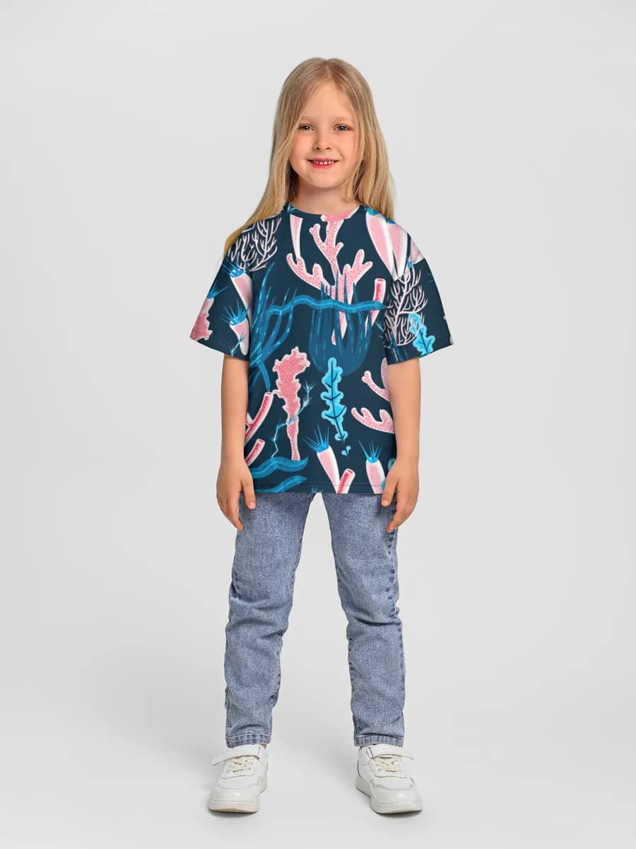 Girls' oversized cotton T-shirt