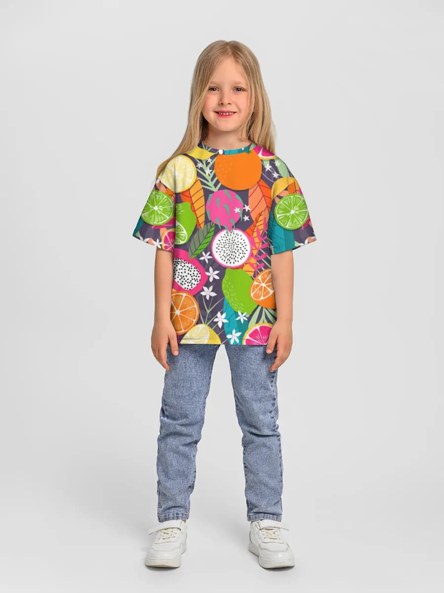 Girls' oversized cotton T-shirt