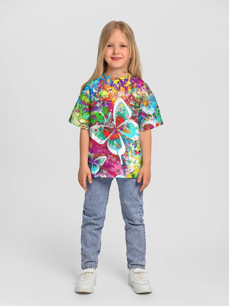 Girls' oversized cotton T-shirt