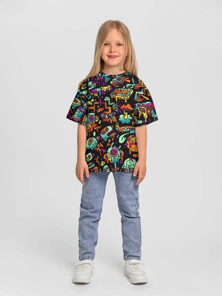 Girls' oversized cotton T-shirt