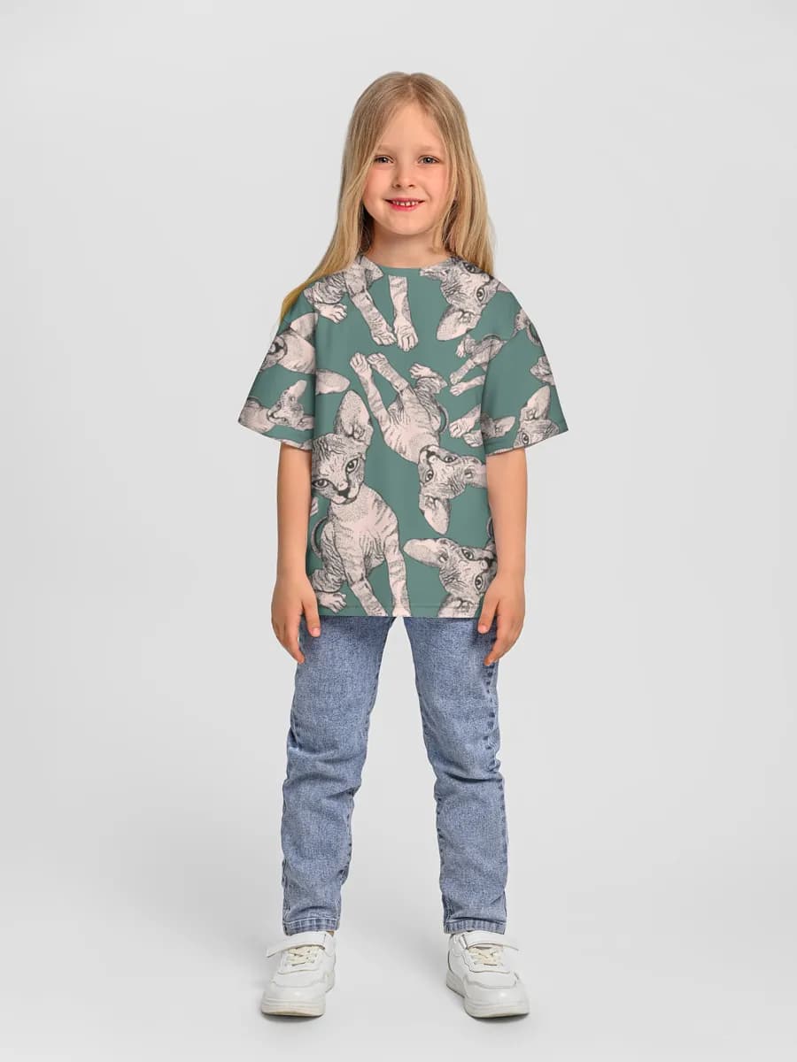 Girls' oversized cotton T-shirt
