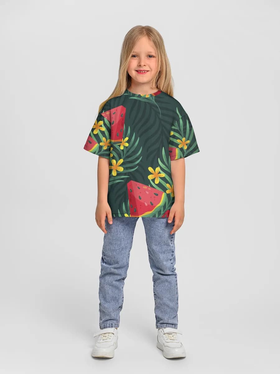 Girls' oversized cotton T-shirt