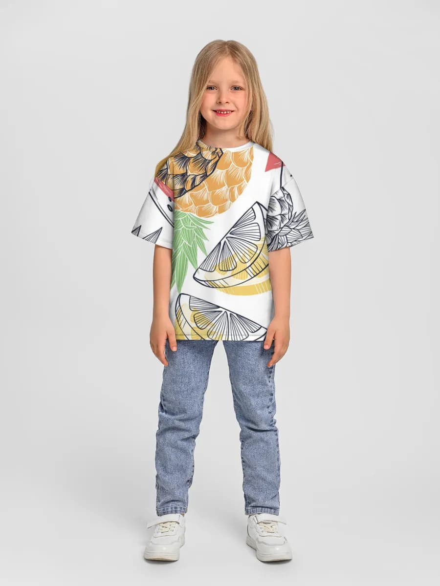 Girls' oversized cotton T-shirt