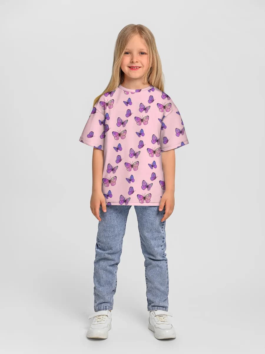 Girls' oversized cotton T-shirt