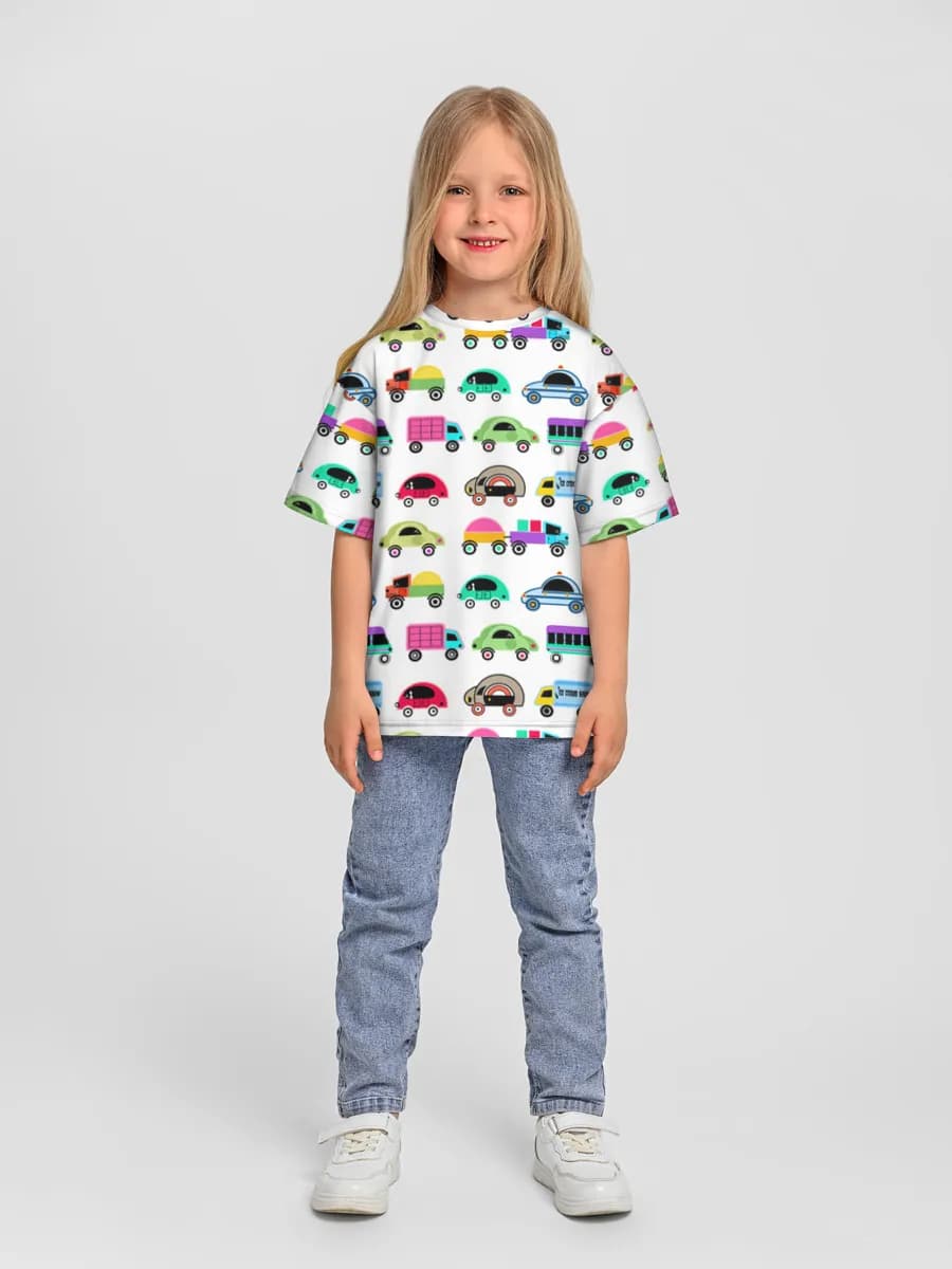 Girls' oversized cotton T-shirt