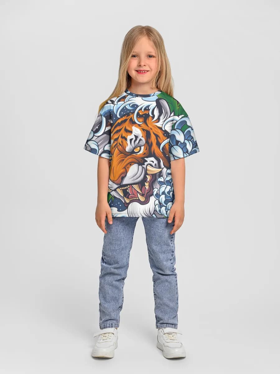 Girls' oversized cotton T-shirt