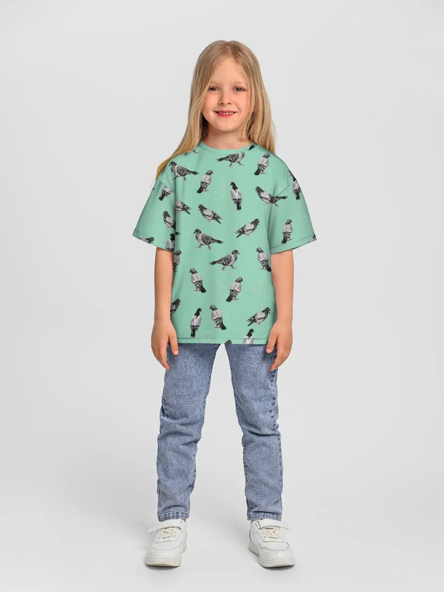 Girls' oversized cotton T-shirt