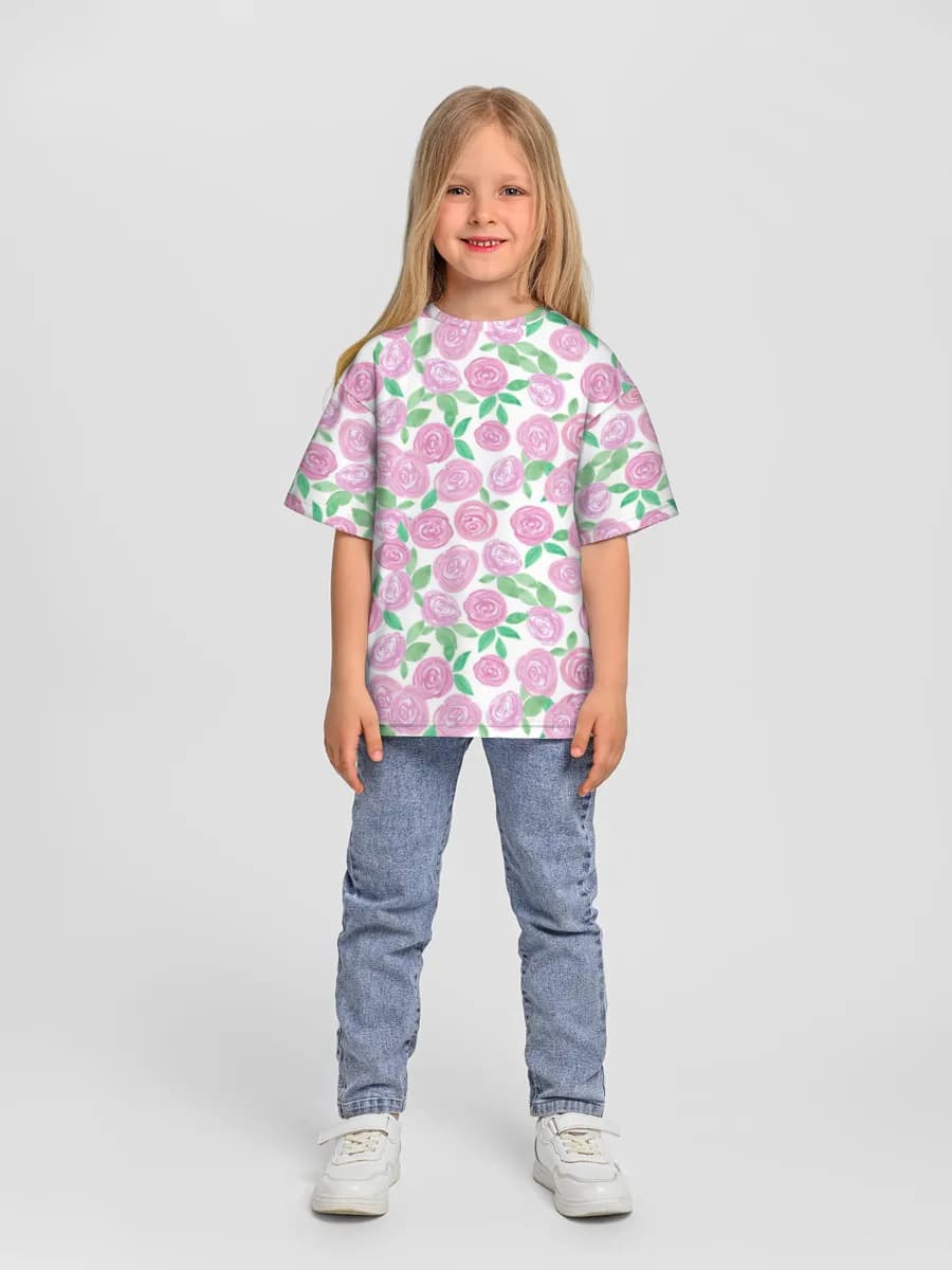 Girls' oversized cotton T-shirt