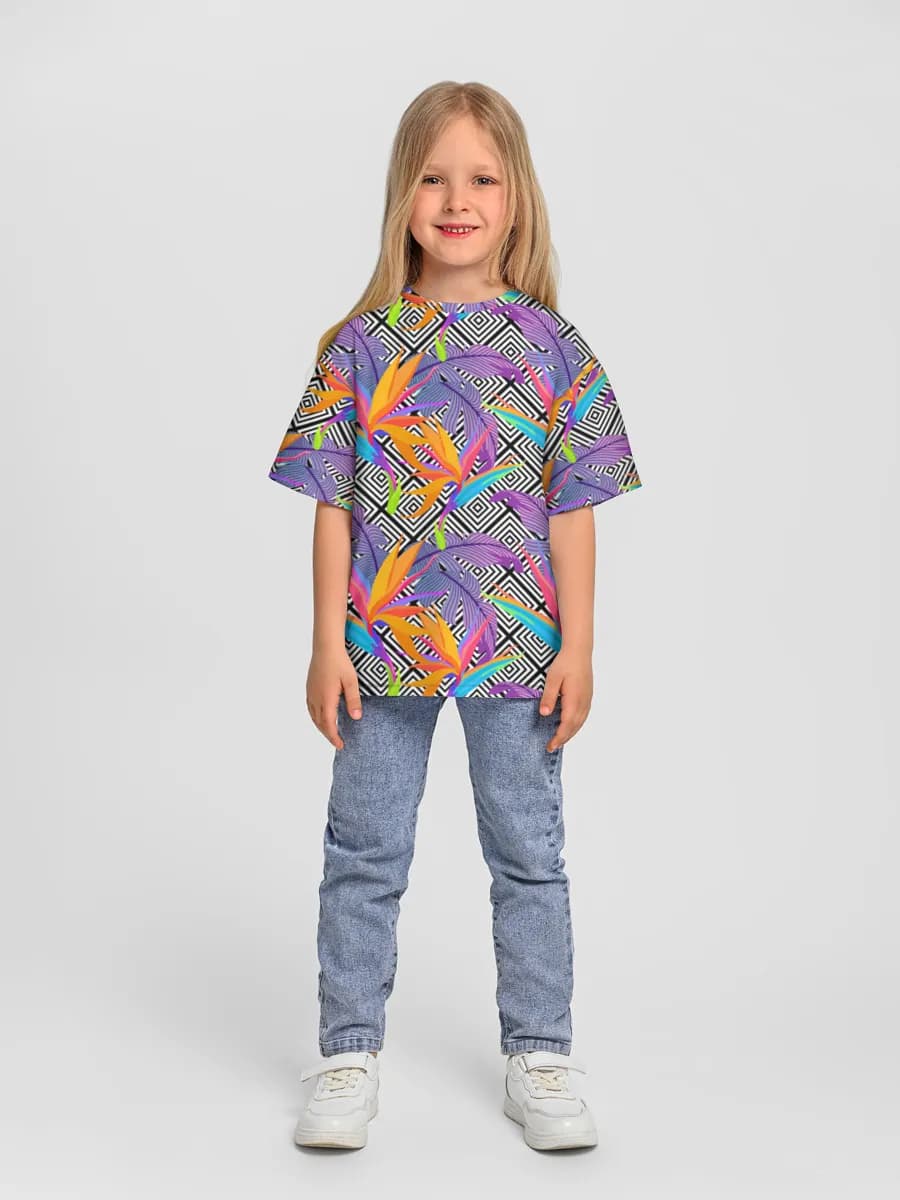 Girls' oversized cotton T-shirt