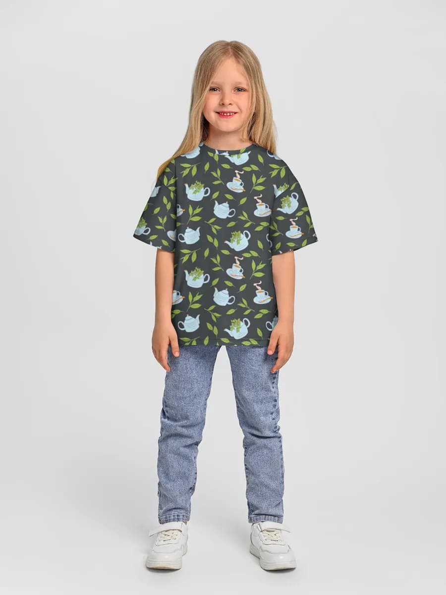Girls' oversized cotton T-shirt