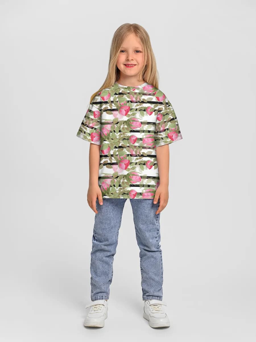 Girls' oversized cotton T-shirt