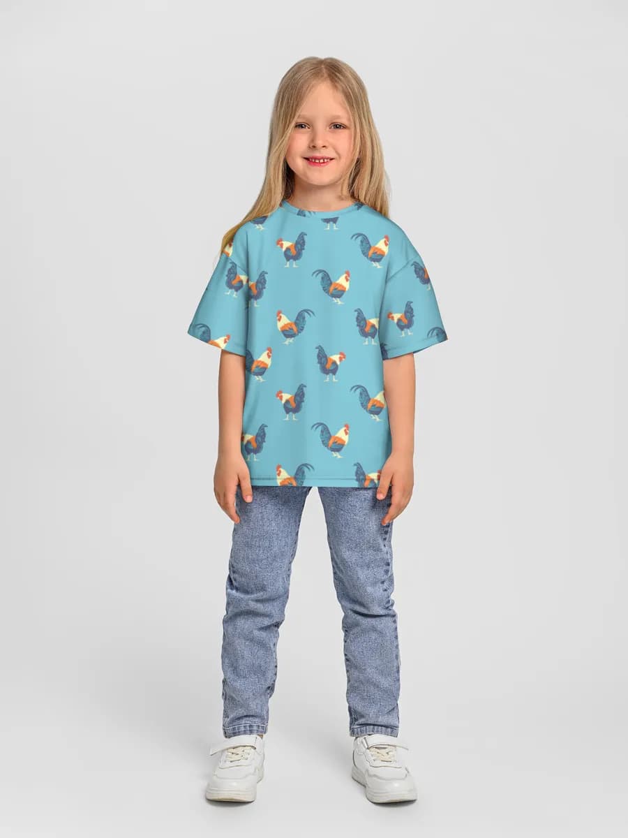 Girls' oversized cotton T-shirt