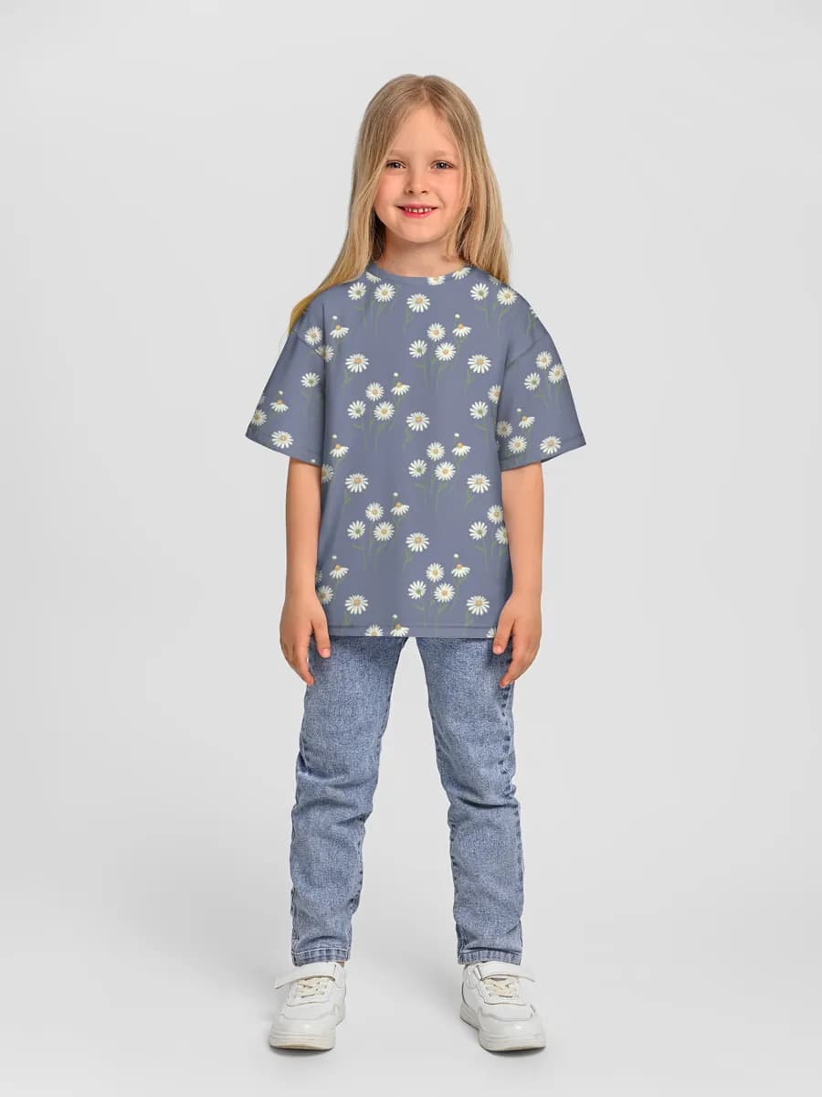 Girls' oversized cotton T-shirt