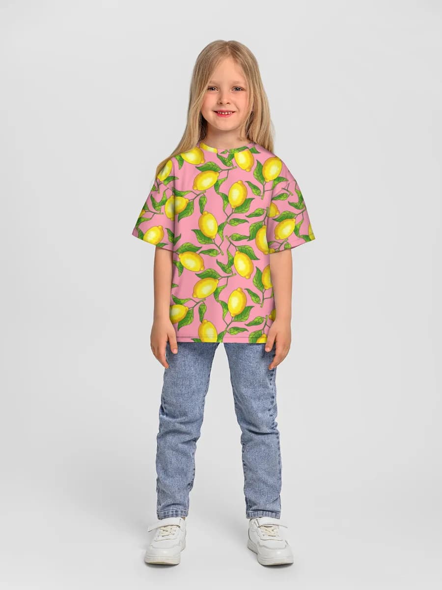 Girls' oversized cotton T-shirt