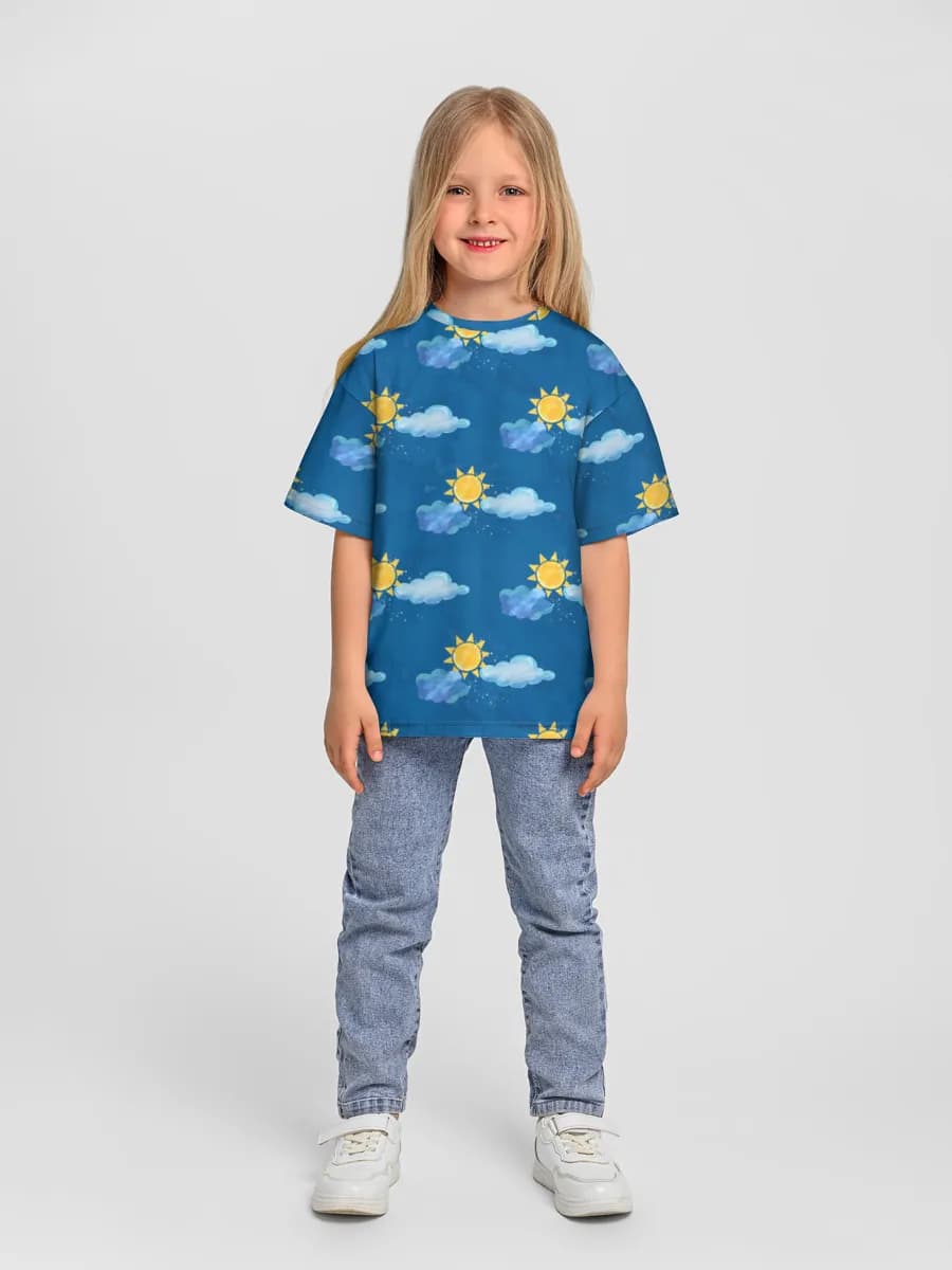 Girls' oversized cotton T-shirt