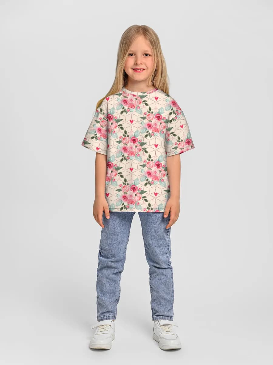Girls' oversized cotton T-shirt