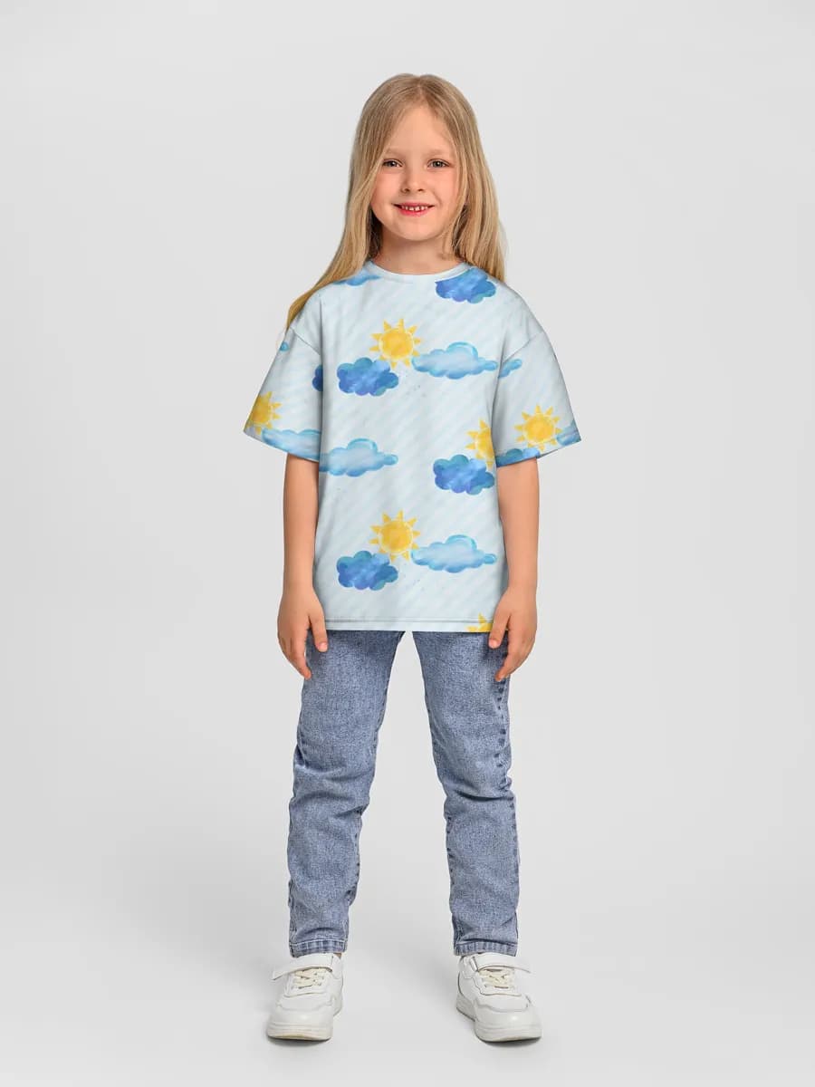 Girls' oversized cotton T-shirt