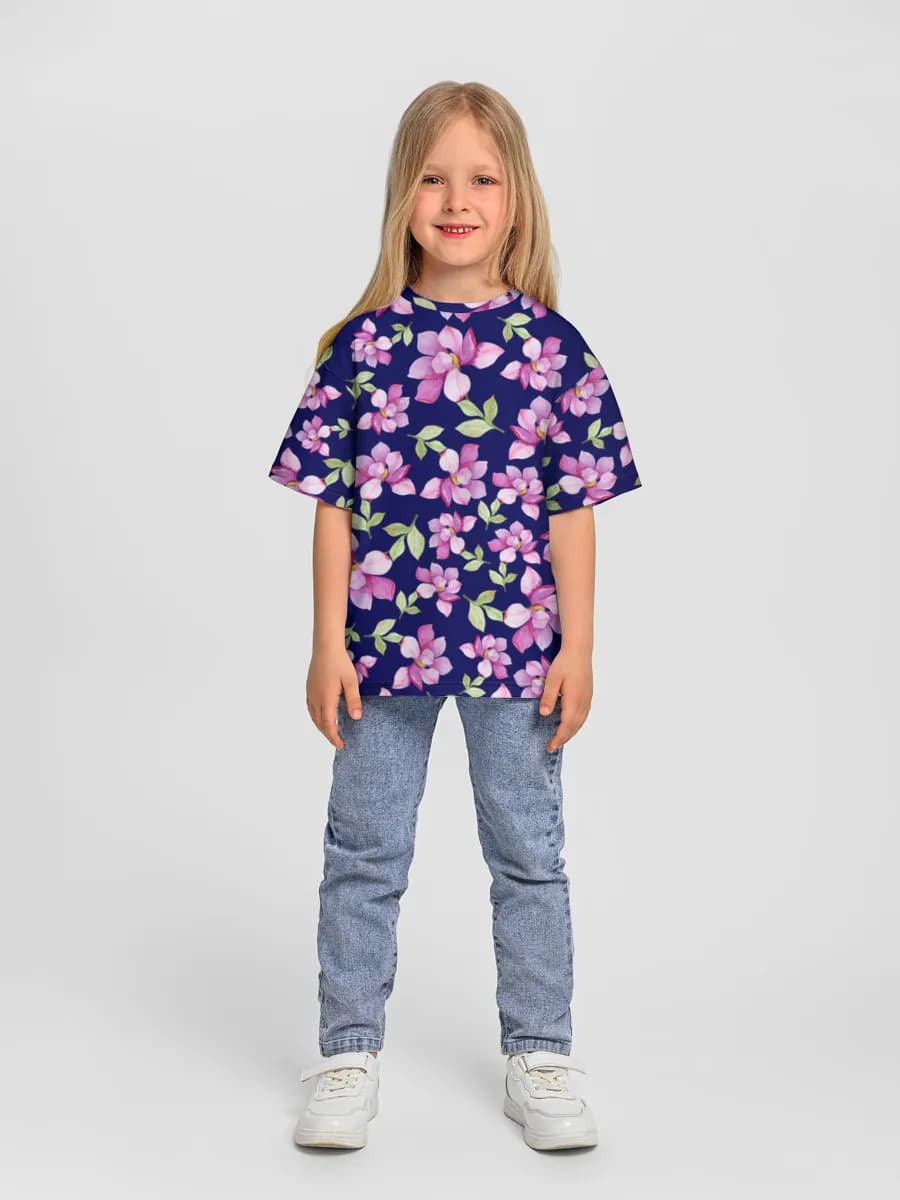 Girls' oversized cotton T-shirt