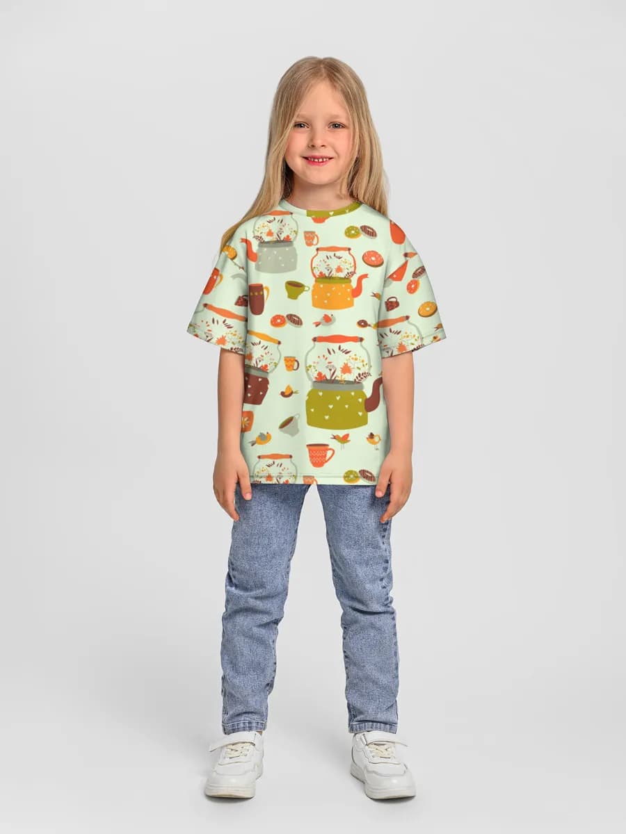 Girls' oversized cotton T-shirt