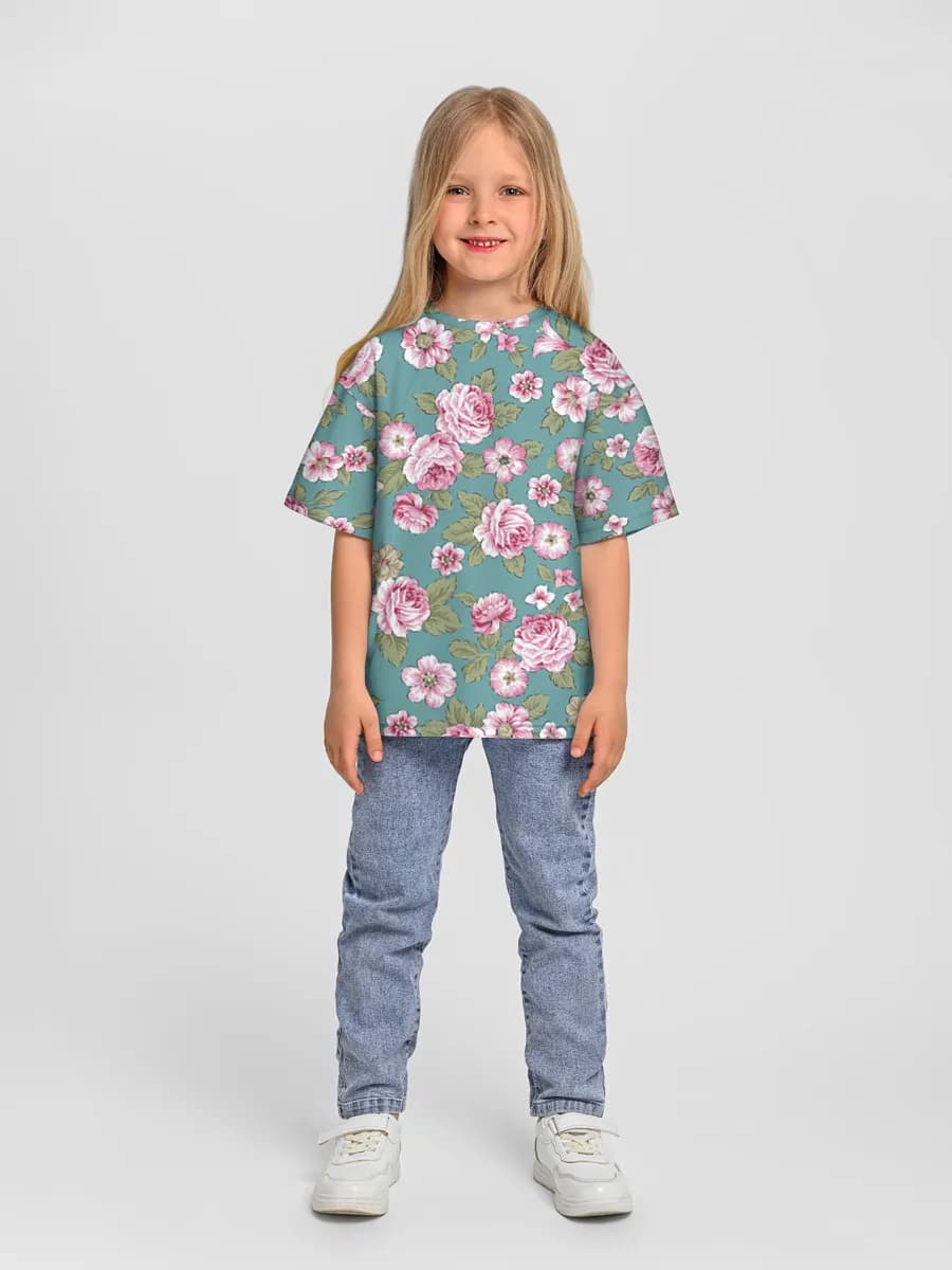 Girls' oversized cotton T-shirt