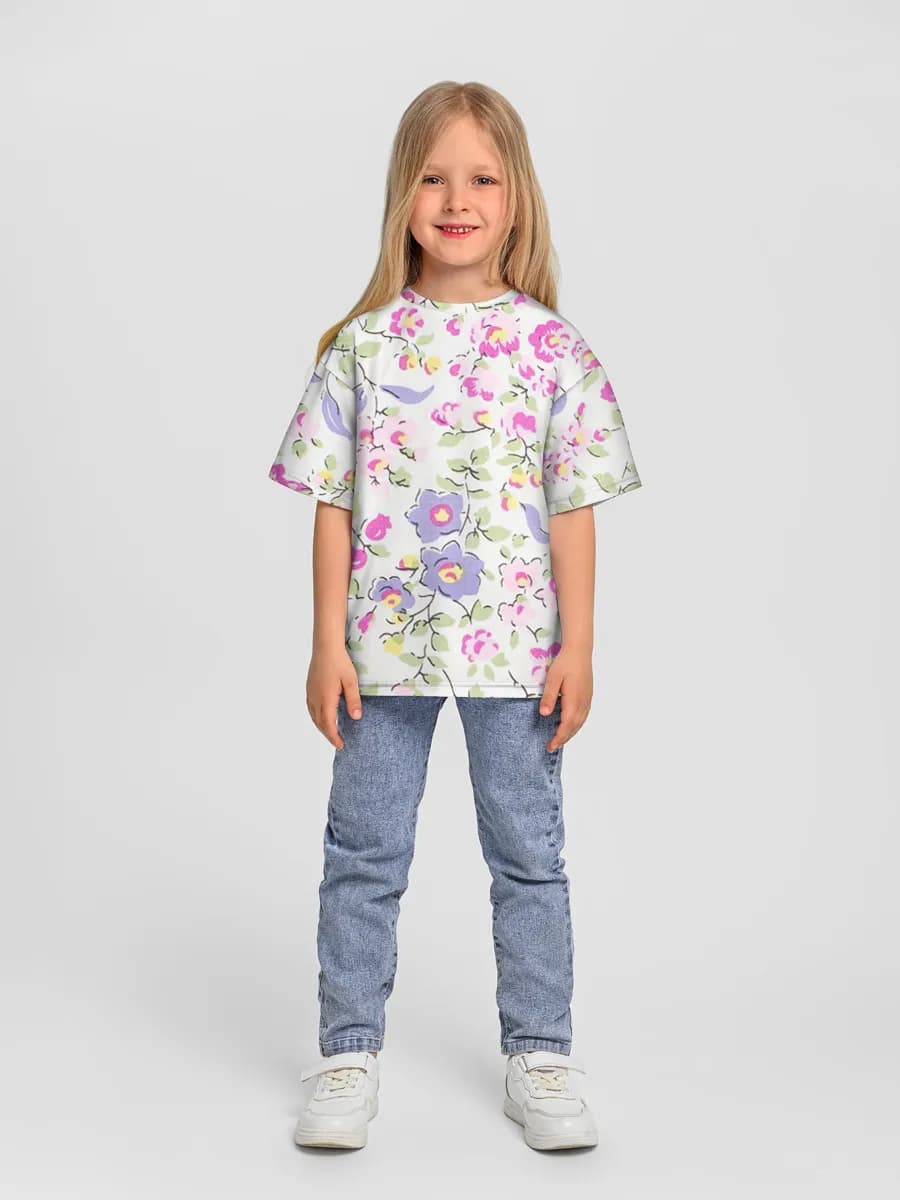 Girls' oversized cotton T-shirt