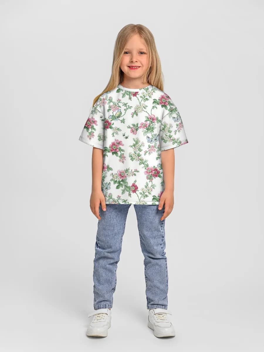 Girls' oversized cotton T-shirt