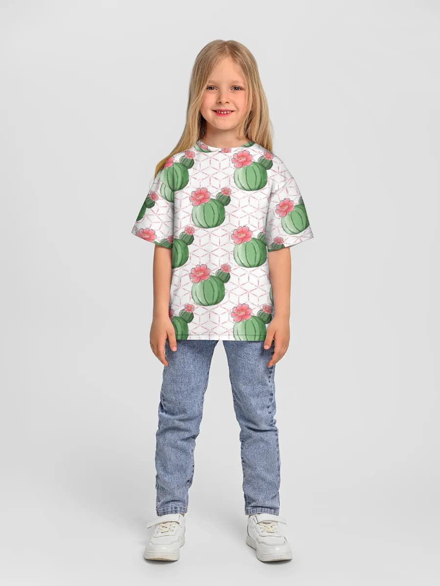 Girls' oversized cotton T-shirt