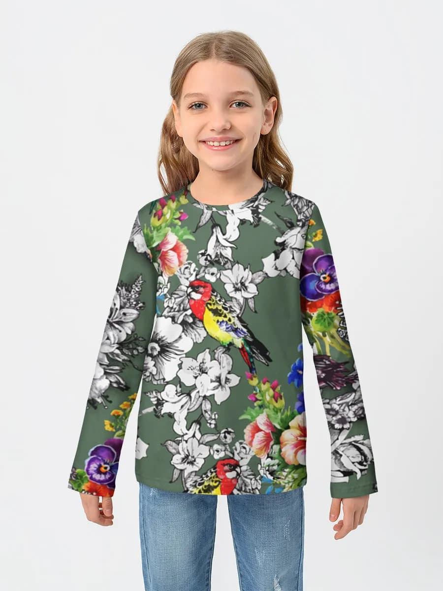 Girls' cotton long sleeve shirt