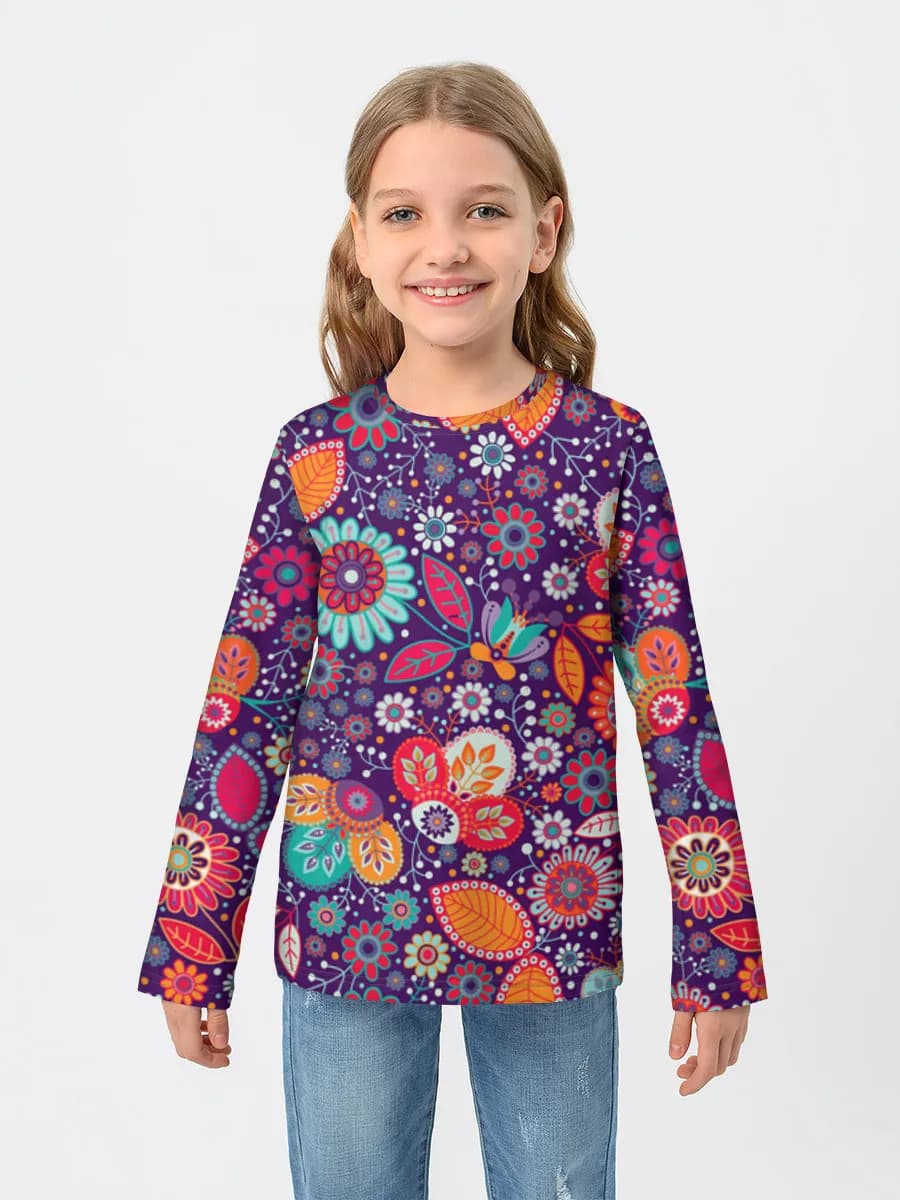 Girls' cotton long sleeve shirt
