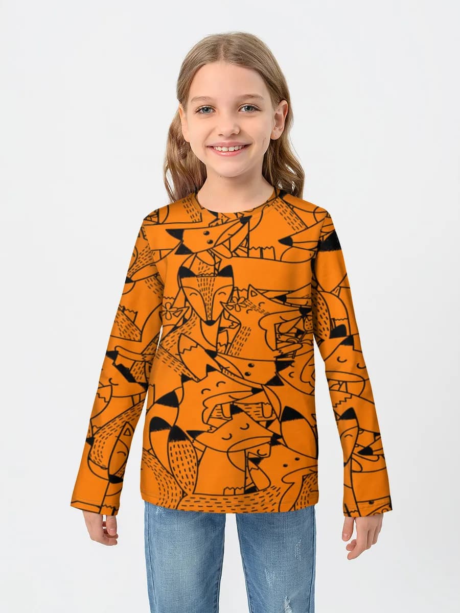 Girls' cotton long sleeve shirt