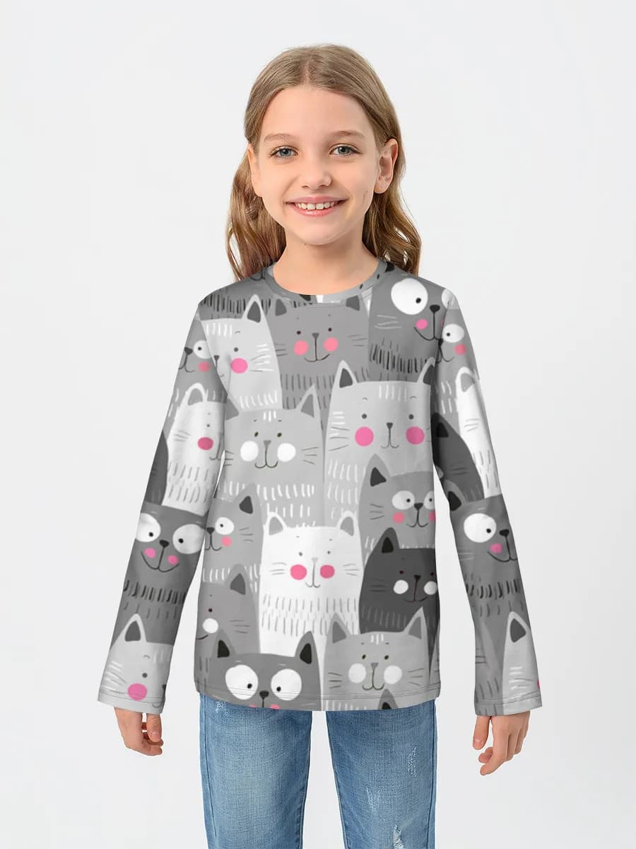 Girls' cotton long sleeve shirt