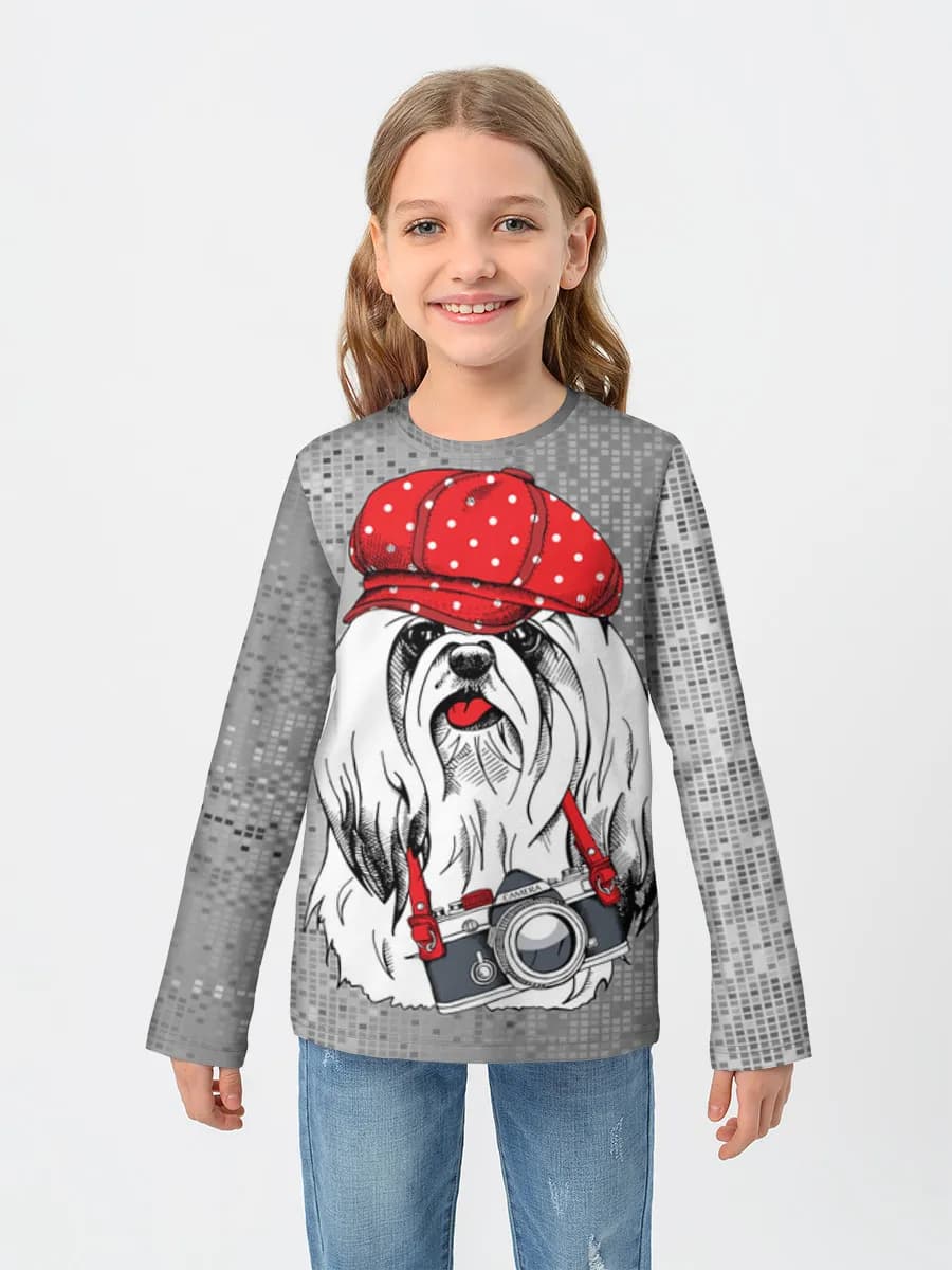 Girls' cotton long sleeve shirt