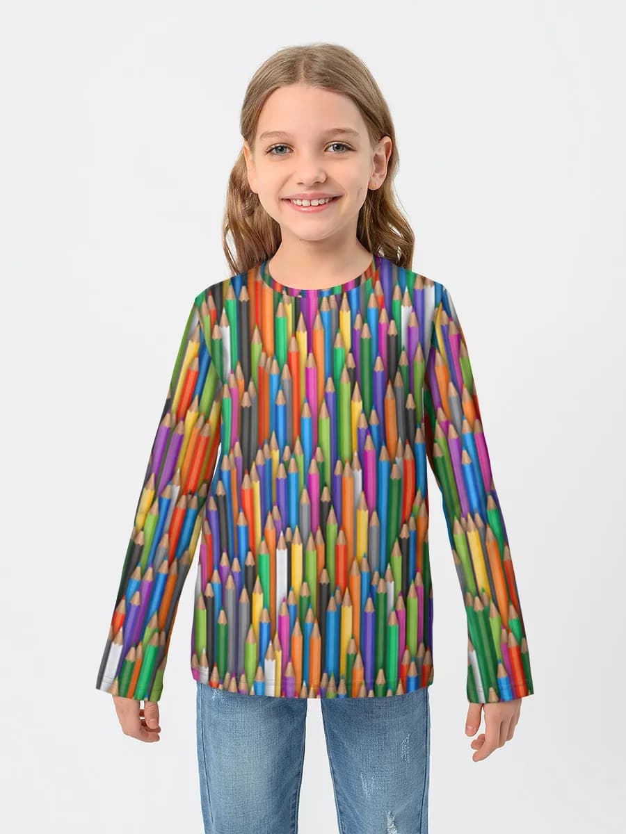 Girls' cotton long sleeve shirt