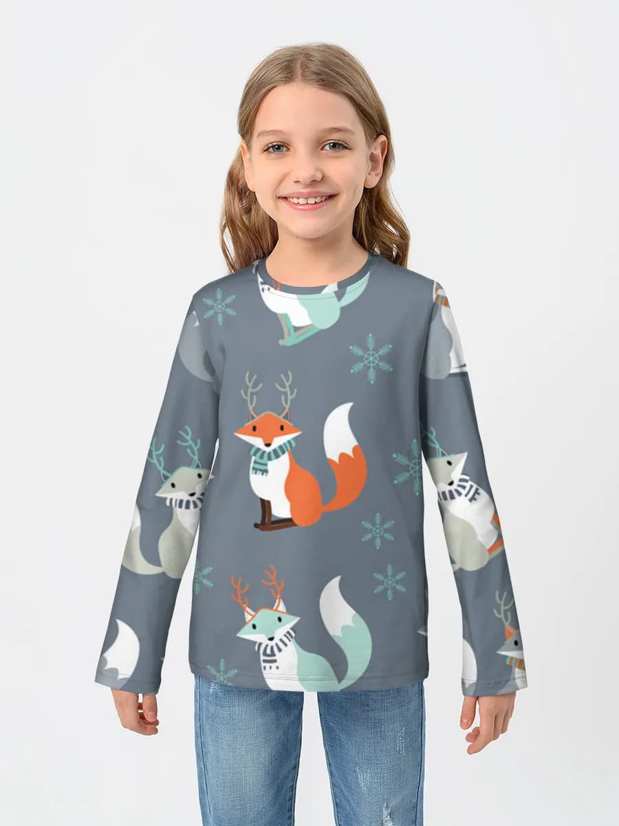 Girls' cotton long sleeve shirt