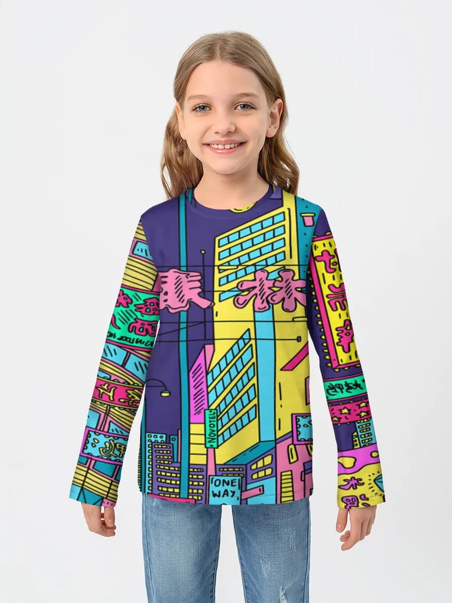 Girls' cotton long sleeve shirt