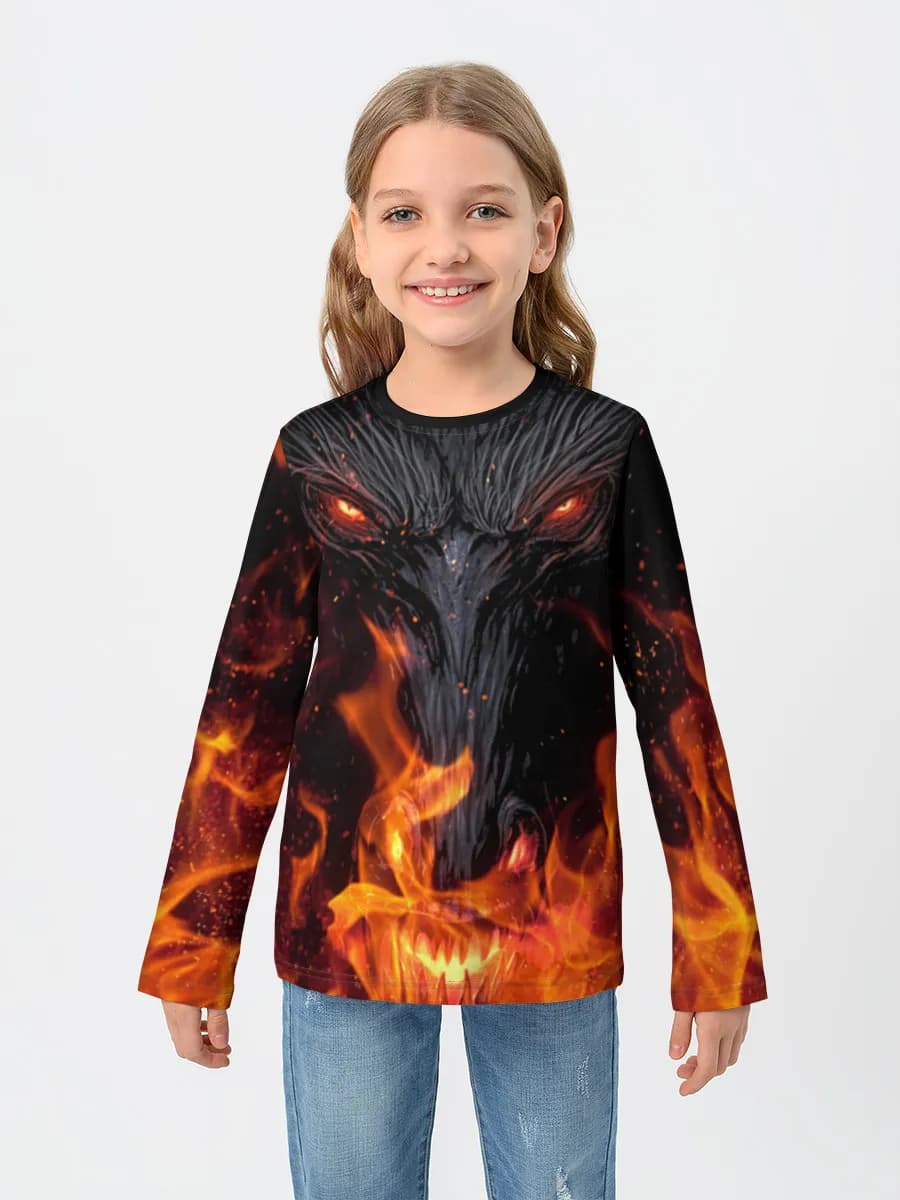 Girls' cotton long sleeve shirt