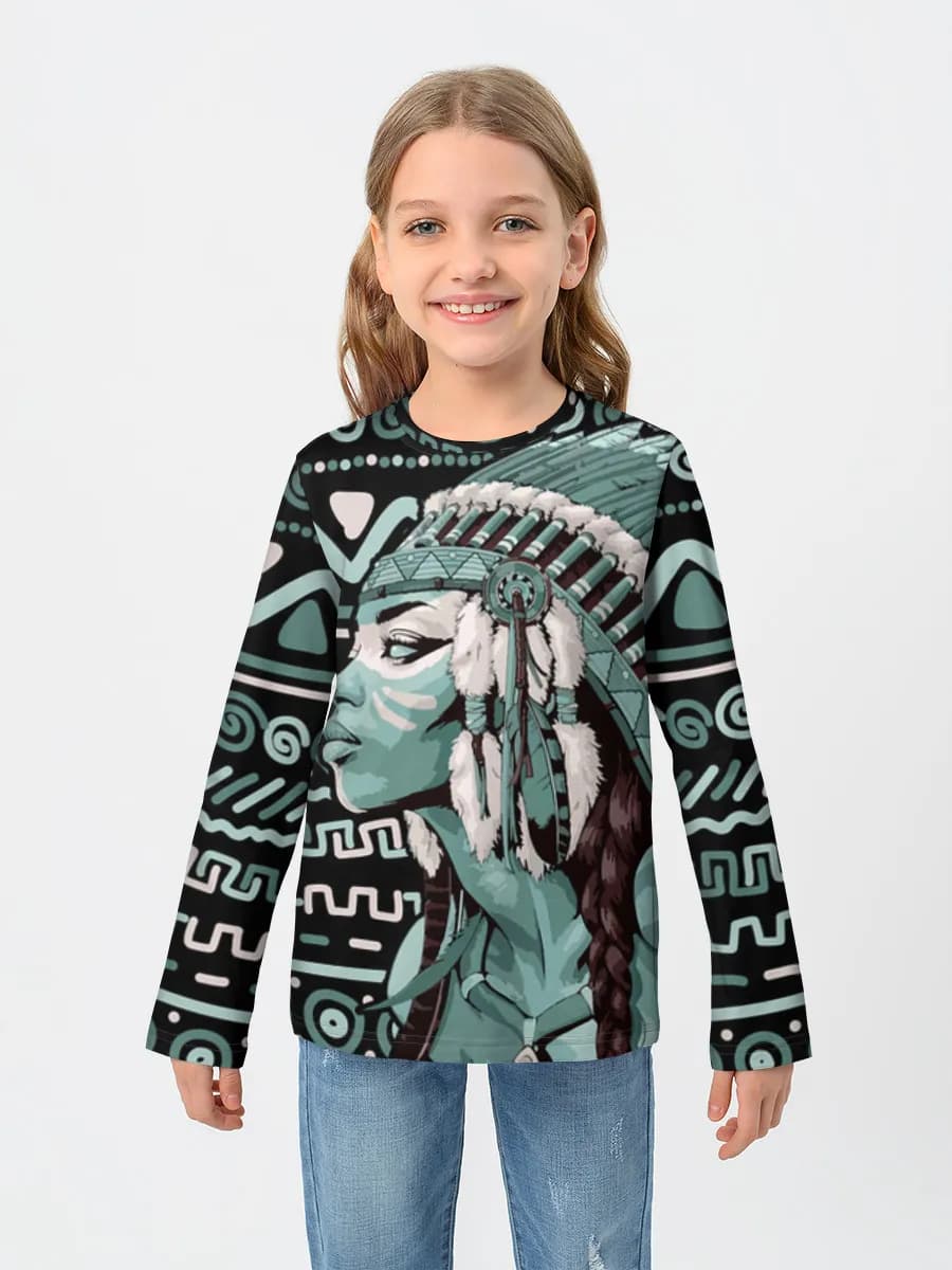 Girls' cotton long sleeve shirt