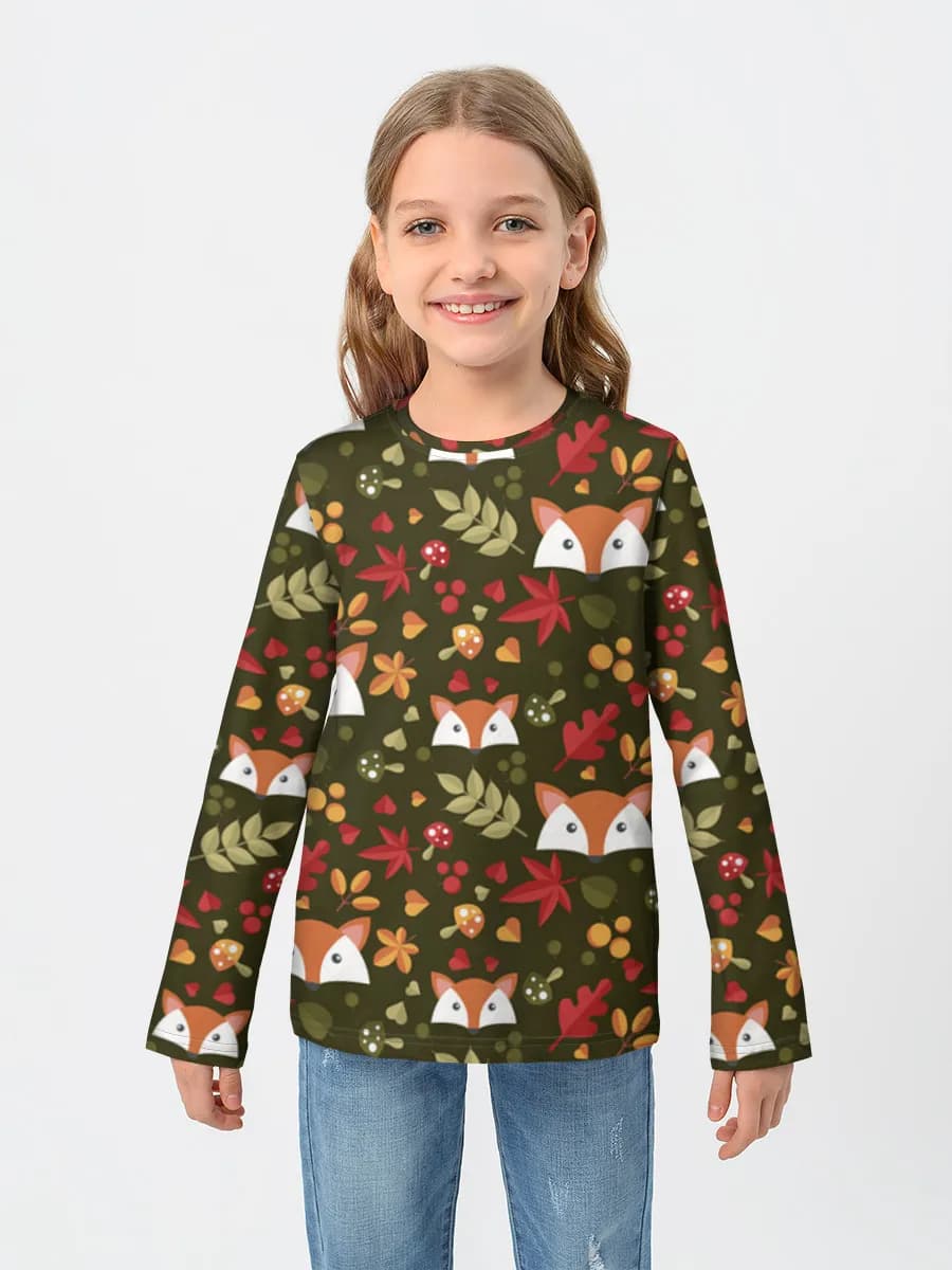 Girls' cotton long sleeve shirt