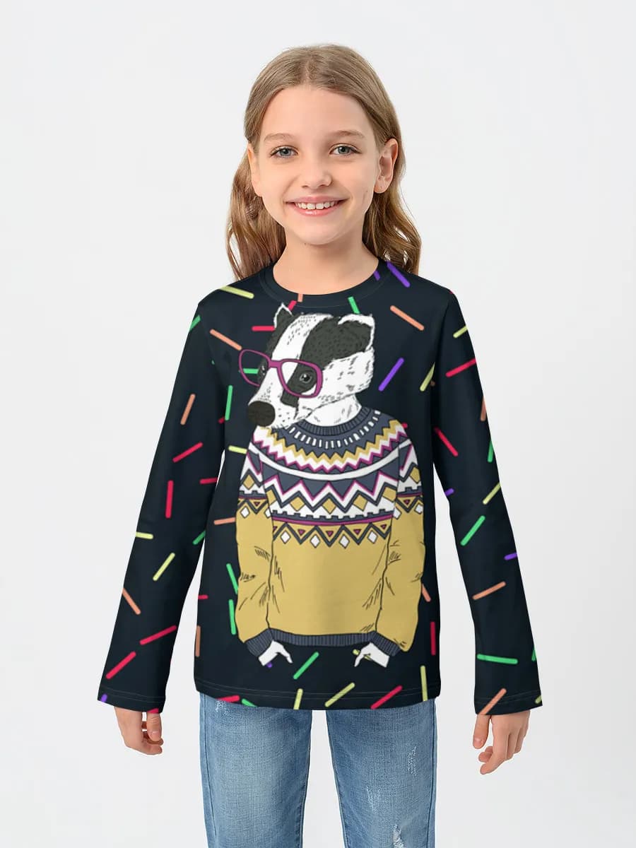 Girls' cotton long sleeve shirt
