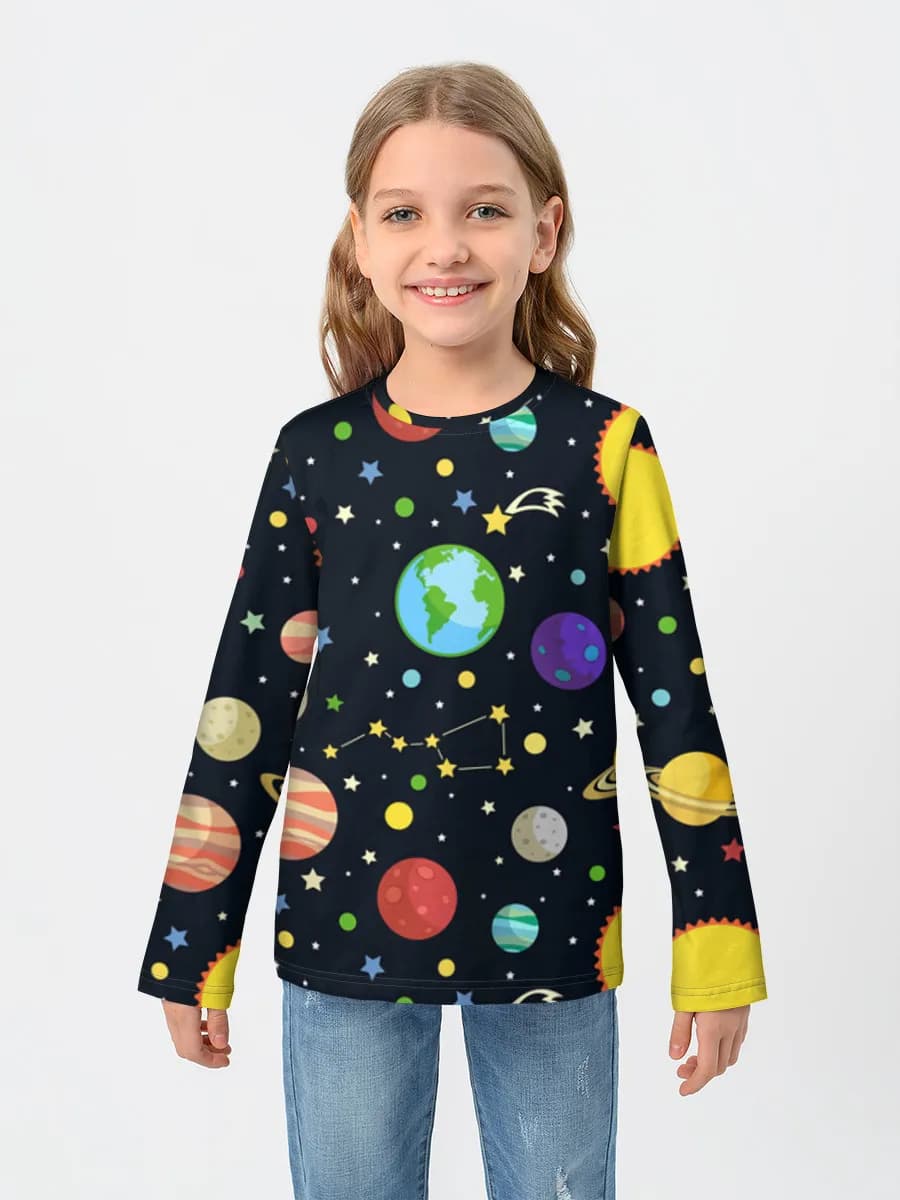Girls' cotton long sleeve shirt