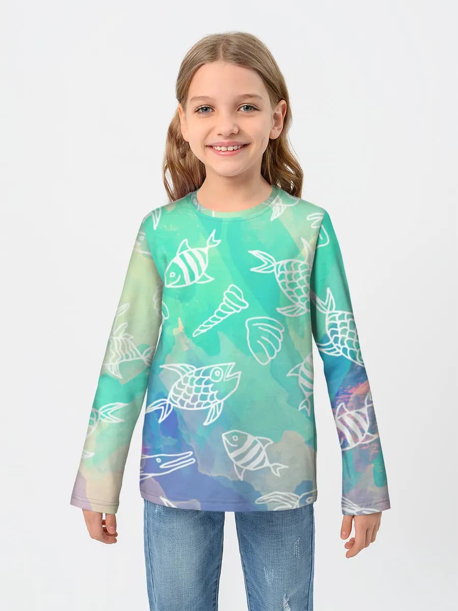 Girls' cotton long sleeve shirt