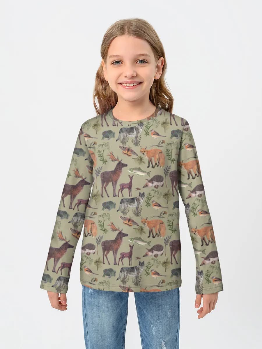Girls' cotton long sleeve shirt