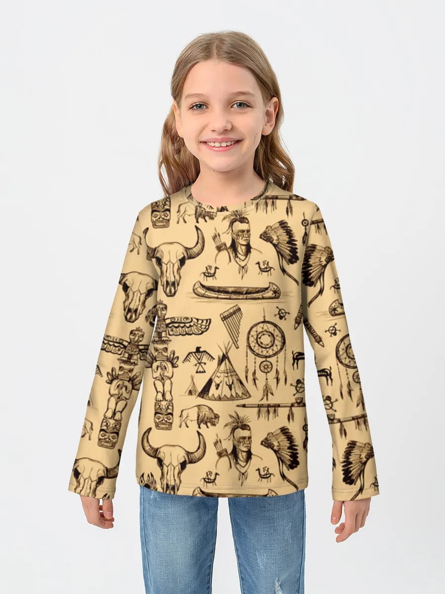 Girls' cotton long sleeve shirt