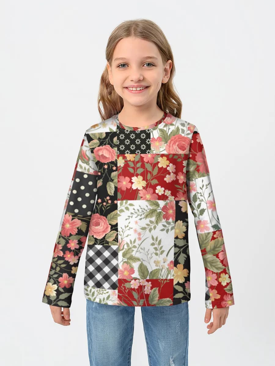 Girls' cotton long sleeve shirt