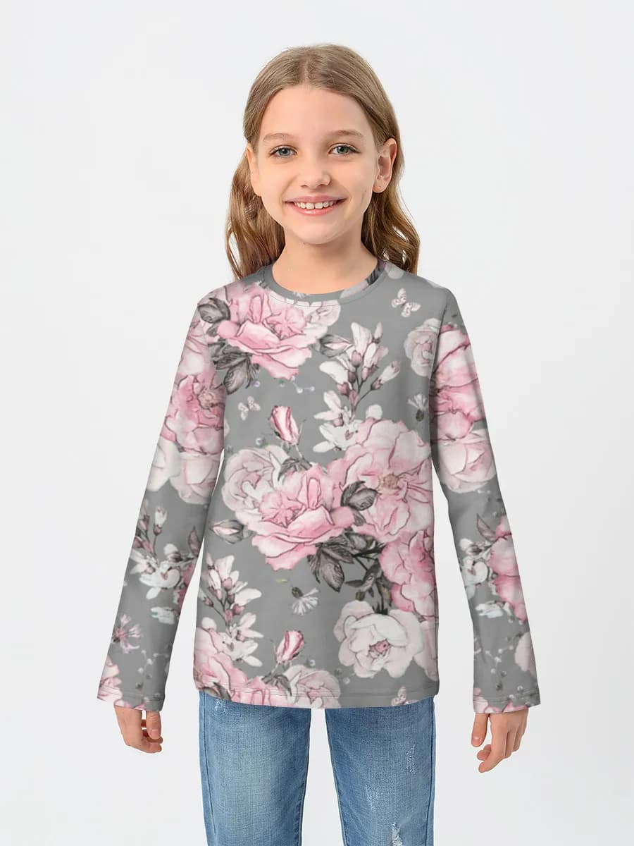 Girls' cotton long sleeve shirt