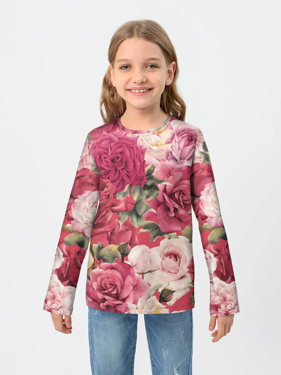 Girls' cotton long sleeve shirt
