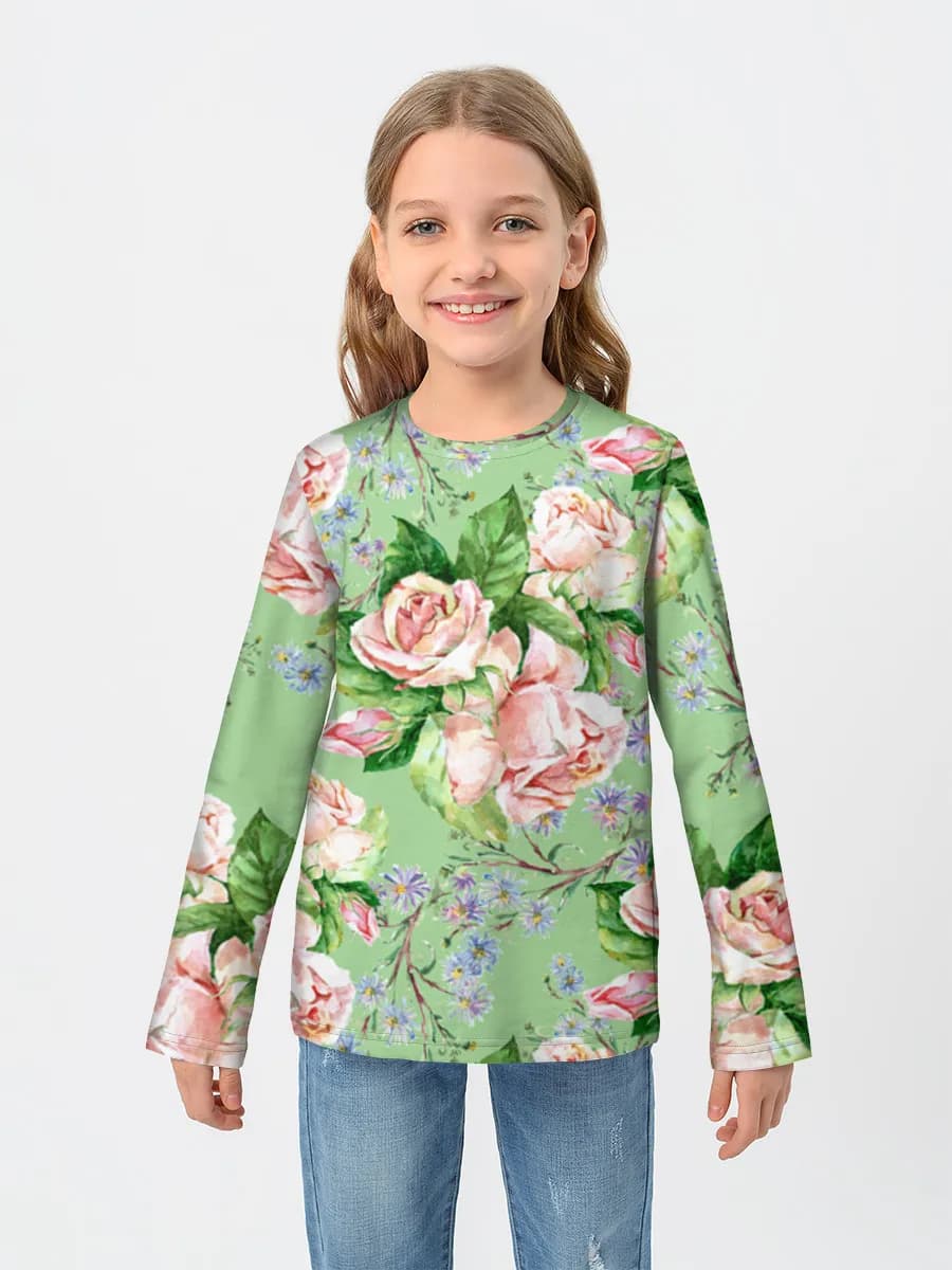 Girls' cotton long sleeve shirt