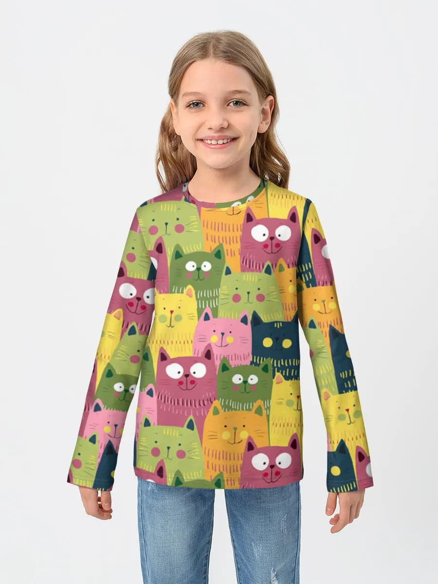 Girls' cotton long sleeve shirt